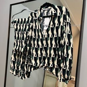 Zara printed blouse and pants set XXL